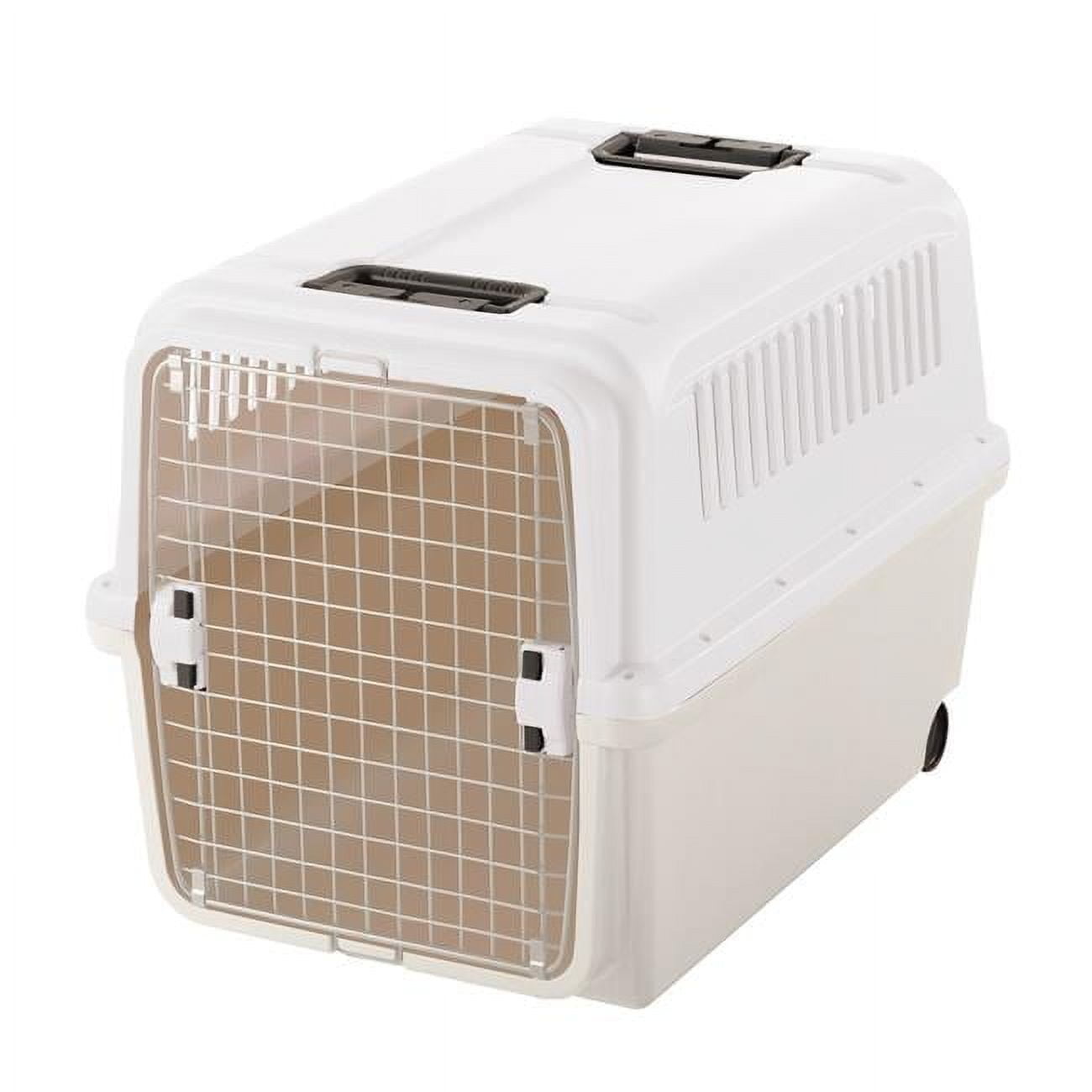 Large Beige and White Rolling Airline Approved Pet Carrier