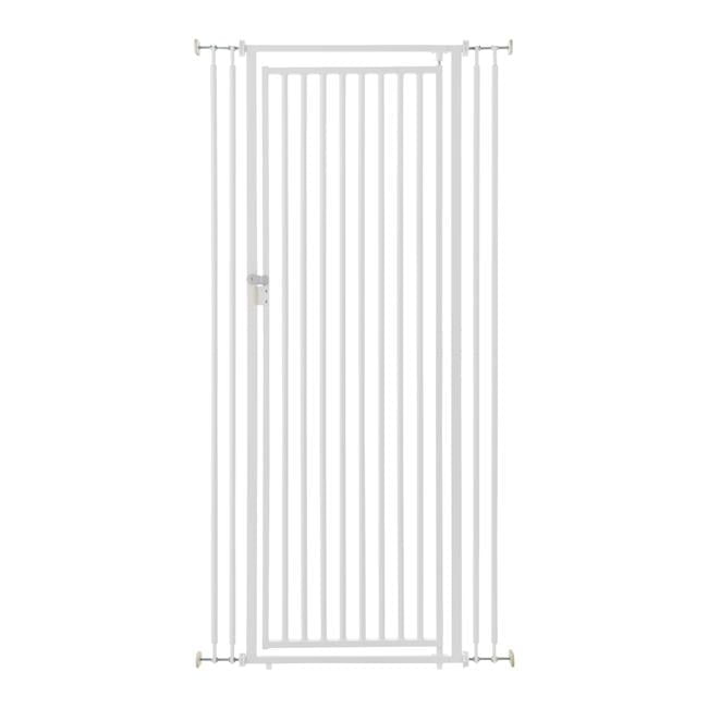 Extra Tall White Metal Cat Safety Gate with Pet Door
