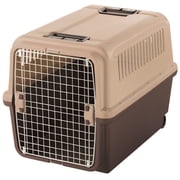 Richell E-Z Mobile Pet Carrier m/l in Brown, Wheeled for Easy Travel, for Dogs and Cats