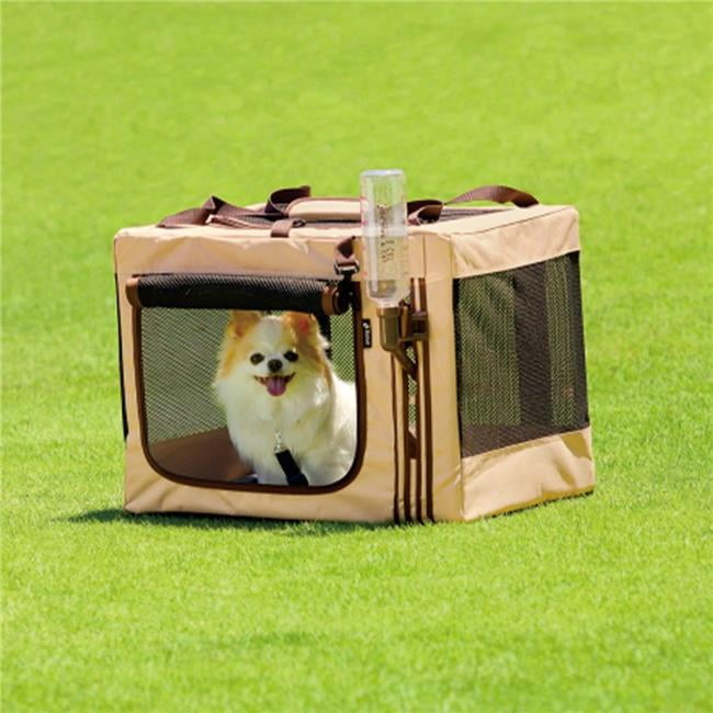 Medium Beige and Brown Soft Sided Pet Crate
