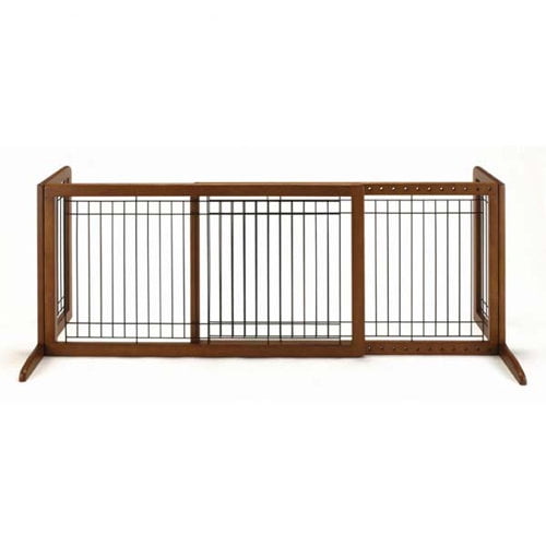 Richell Freestanding Dog Gate, Brown, Large, 71.30"L x 17.70"W x 20.10"H