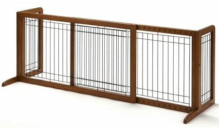 Richell Freestanding Dog Gate, Brown, Large, 71.30"L x 17.70"W x 20.10"H