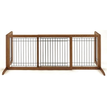 Richell Freestanding Dog Gate, Brown, Large, 71.30"L x 17.70"W x 20.10"H