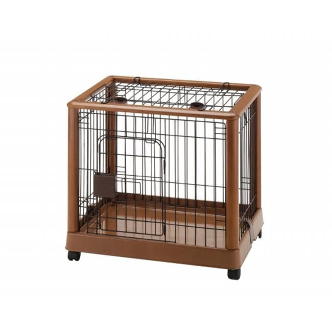 Small Autumn Matte Wood Mobile Pet Pen with Casters