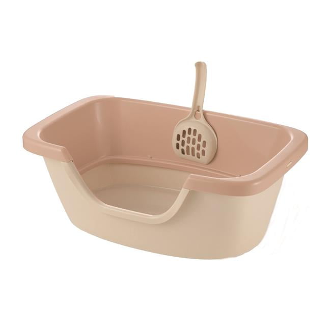 Pastel Brown Adjustable 2-Level Plastic Cat Litter Box
