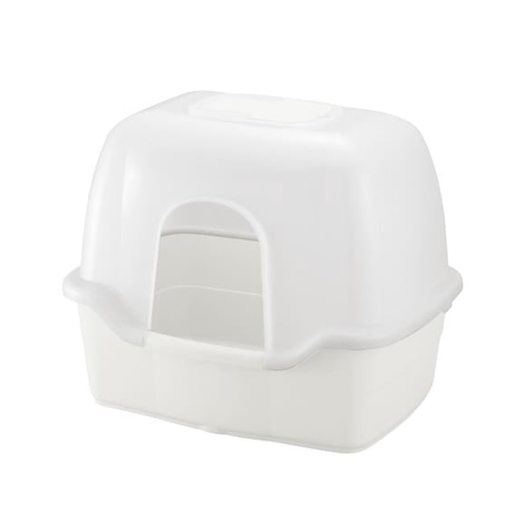 Richell Paw Trax White Wide Hooded Cat Litter Box, 23.5" L X 18" W X 19" H