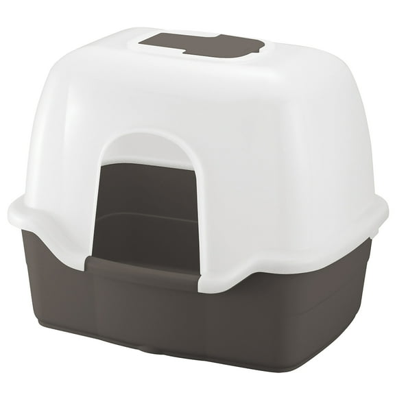 Richell Paw Trax Wide Hooded Cat Litter Box in Brown