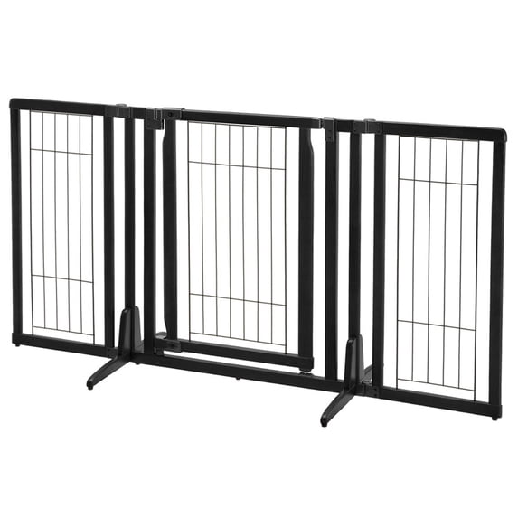 Richell Premium Plus Freestanding Pet Gate Black 34"-63" x 20.5"-26" x 32"