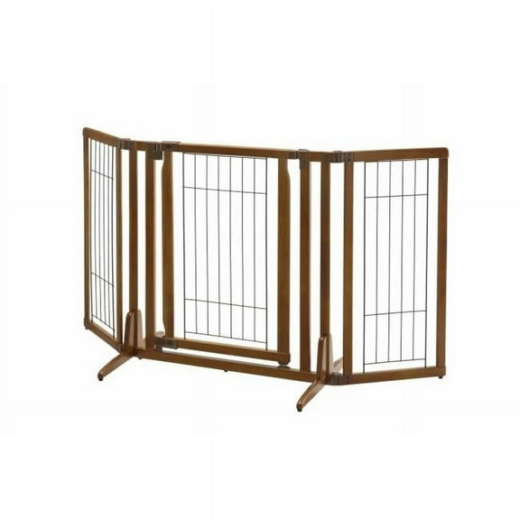 Richell  Premium Plus Freestanding Pet Gate with Door Brown 34 - 63" x 26 - 20.5" x 32"