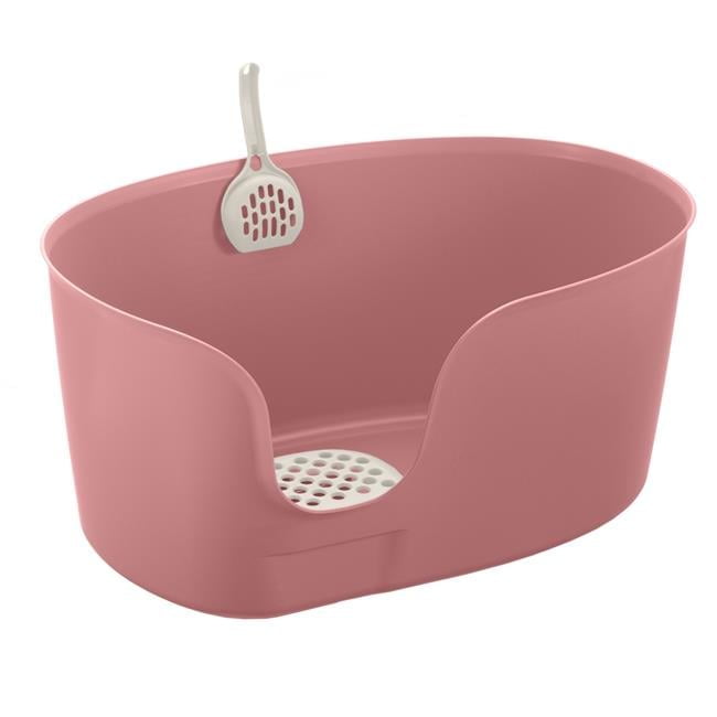 Extra Large Salmon Pink High Wall Plastic Cat Litter Box