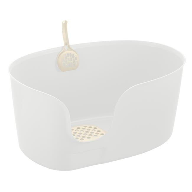 Extra Large White Plastic High Wall Cat Litter Box