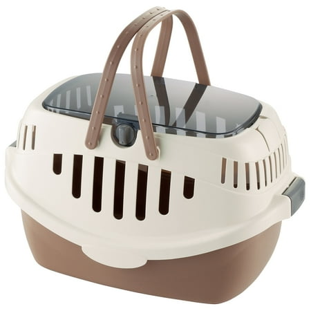 Richell Travel Carrier for Small Animals in Brown, Fits Rabbit's, Guinea Pigs or Small Dogs and Cats