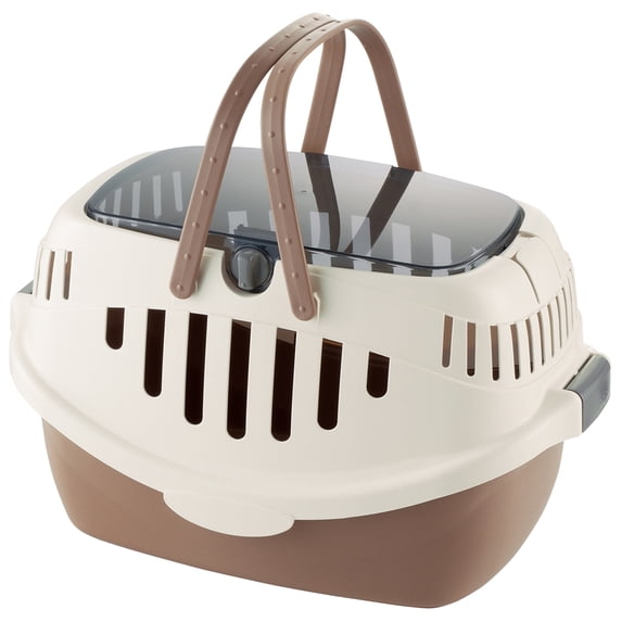 Richell Travel Carrier for Small Animals in Brown, Fits Rabbit's, Guinea Pigs or Small Dogs and Cats