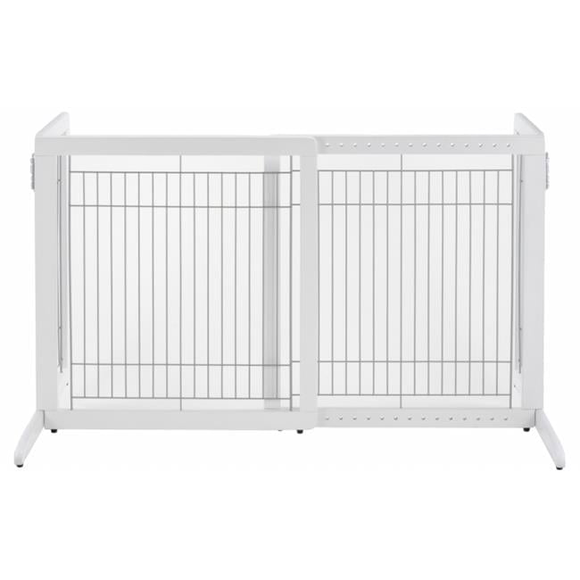 Origami White Solid Wood and Metal Freestanding Pet Gate