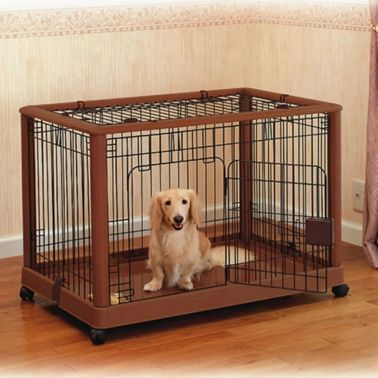 Richell Wooden Single Door Dog Crate with Wheels Medium 36