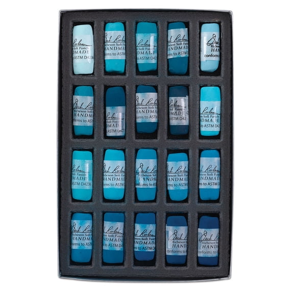 Jack Richeson Hand Rolled Soft Pastels 20 Piece Turquoise Blue Color Value Set