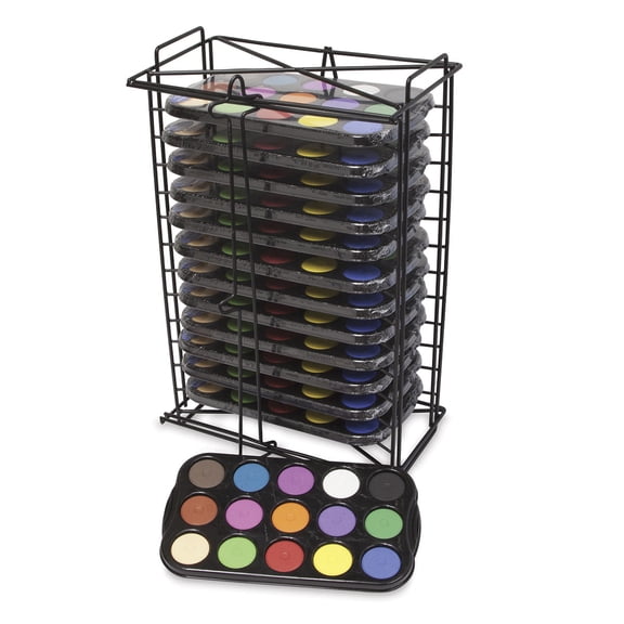 Richeson Tempera Cakes and Sets - 12 Tier Rack with 12, 15-Color Sets
