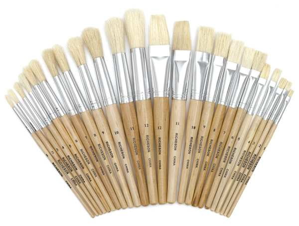 Richeson White Bristle Brush Set - Set of 24
