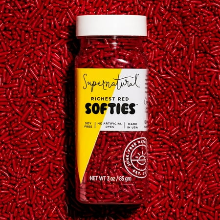 Richest Red Softies Natural Sprinkles by Supernatural, Vegan, Gluten Free, No Artificial Dyes, 3oz