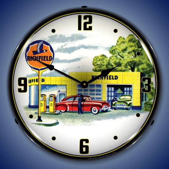 Collectable Sign and Clock Richfield Station 1960s LED Lighted Premium Wall Clock