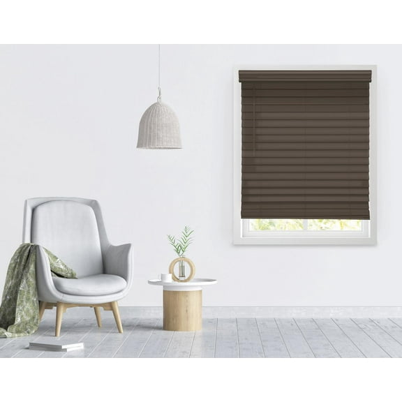 Richfield Studios 2.5" Cordless Faux Wood Blinds, Brown, 21" x 48"