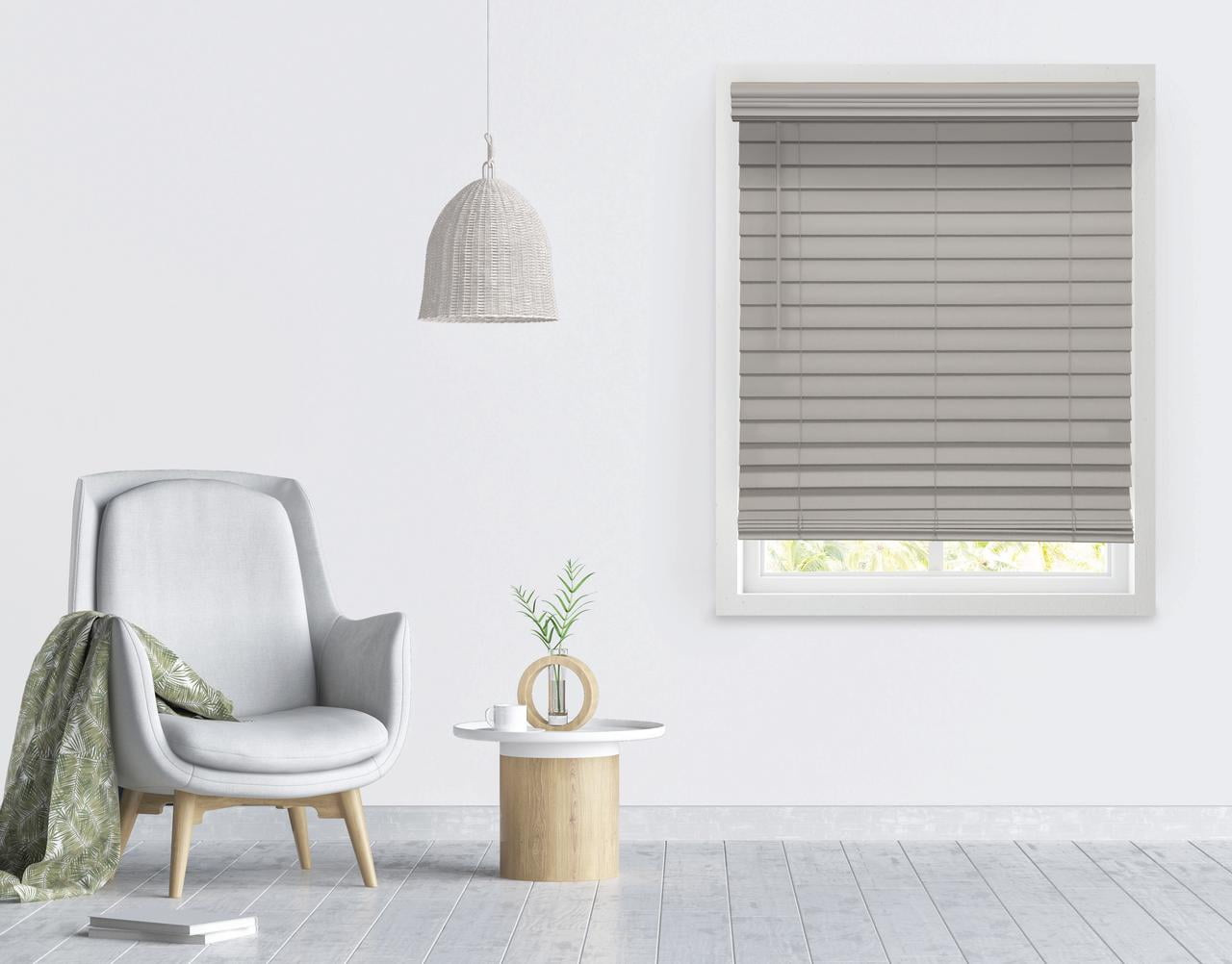 Richfield Studios 2.5" Cordless Faux Wood Blinds, Gray, 21.5" x 48"