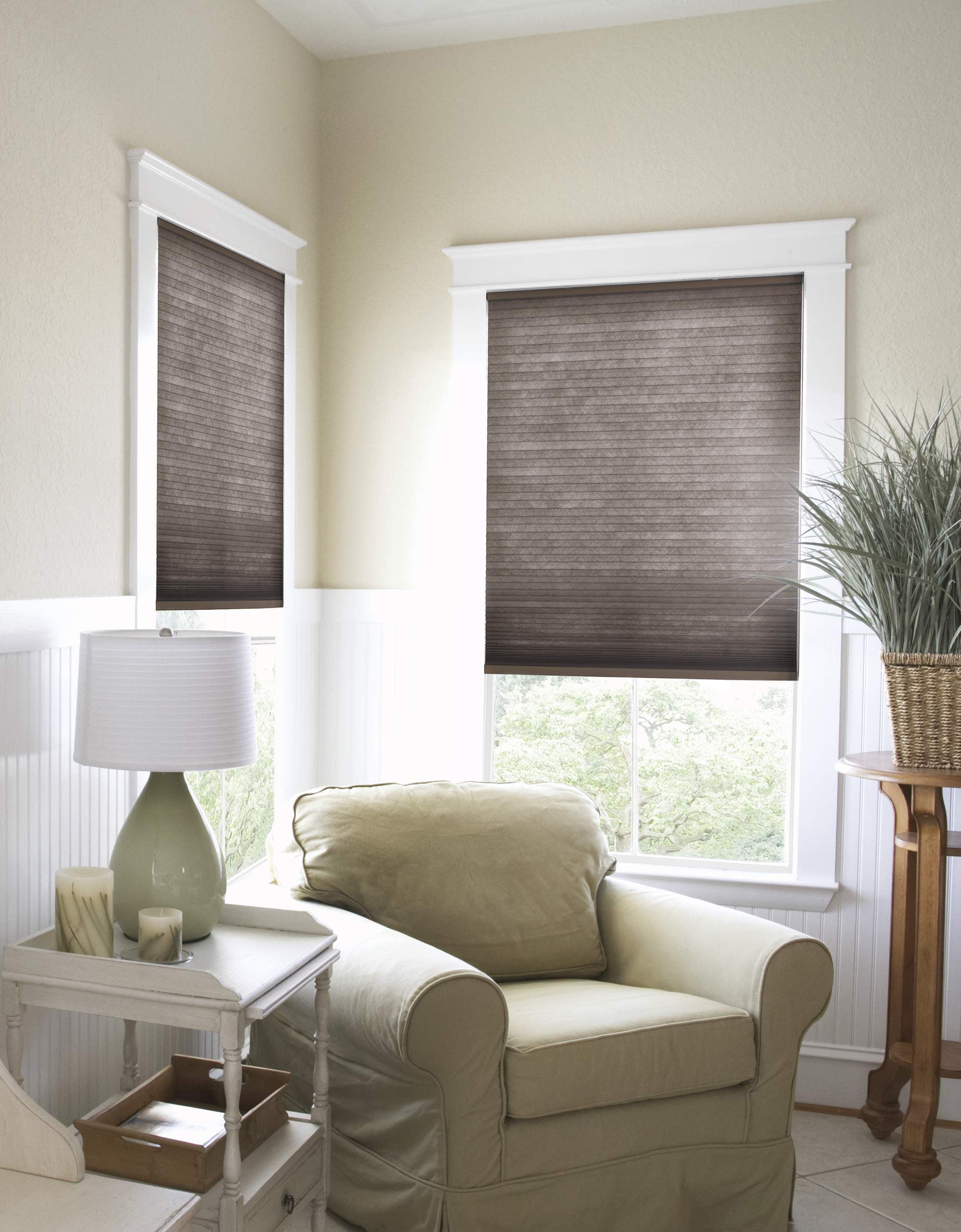 Richfield Studios Cordless Light Filtering Honeycomb Window Shade, Brown, 24" x 48"