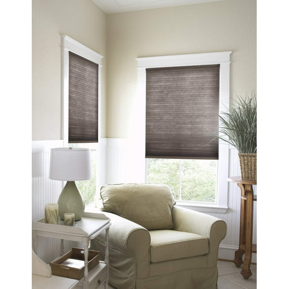 Richfield Studios Cordless Light Filtering Polyester Honeycomb Window Shades, Brown, 17.5" x 48"