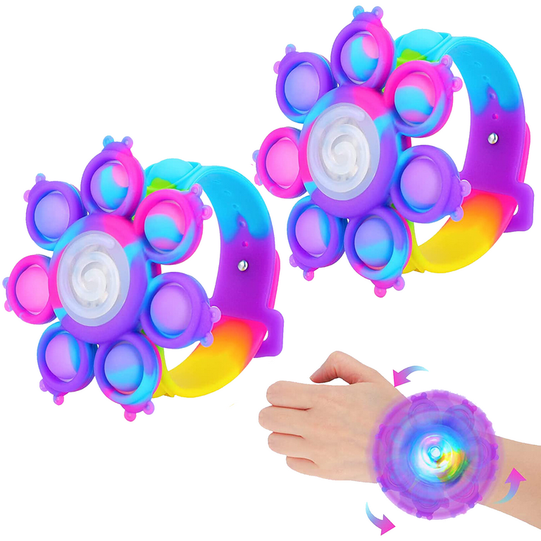 New Glowing Fidget Spinner Toys Tie-Dye Push Pop Bubble Spin Party