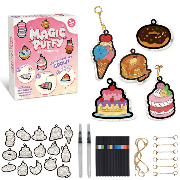 Richgv Aqua Puffs Paint Kit Toys for Girls, 3D Art and Craft DIY Color & Inflate Activity for Kids, Mess-Free Paint Birthday Gift for Girls Boys 3-12
