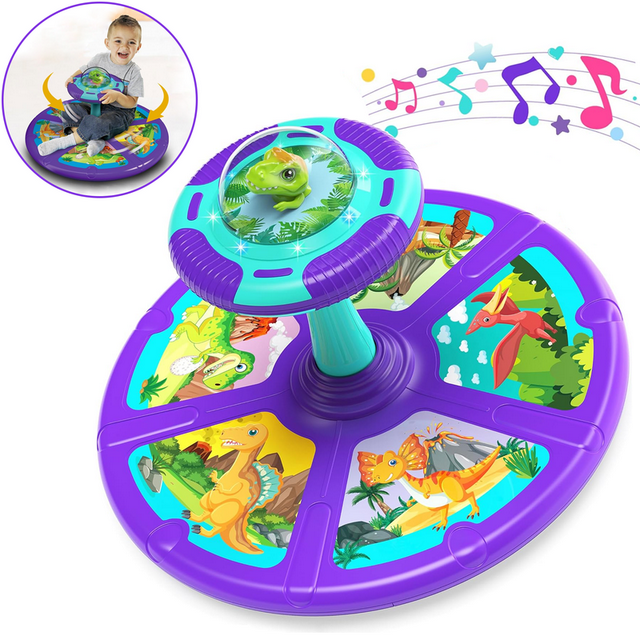 Richgv Dinosaur Sit and Spin Toys for 1 2 3 4 Year Kids, 360° Sit ...