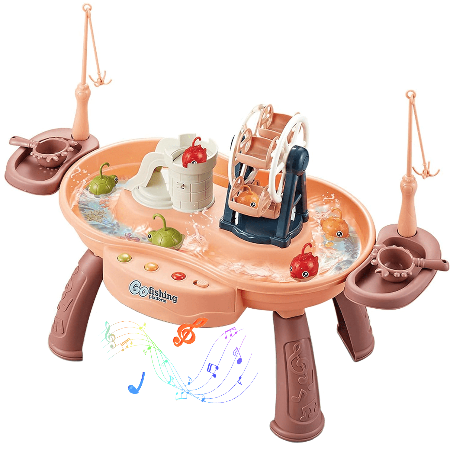 Richgv Fishing Game Water Table Toys for Toddlers, Electronic Musical Fishing Game Board Play Sink Water Toys for Kids 3 4 5 6 Year