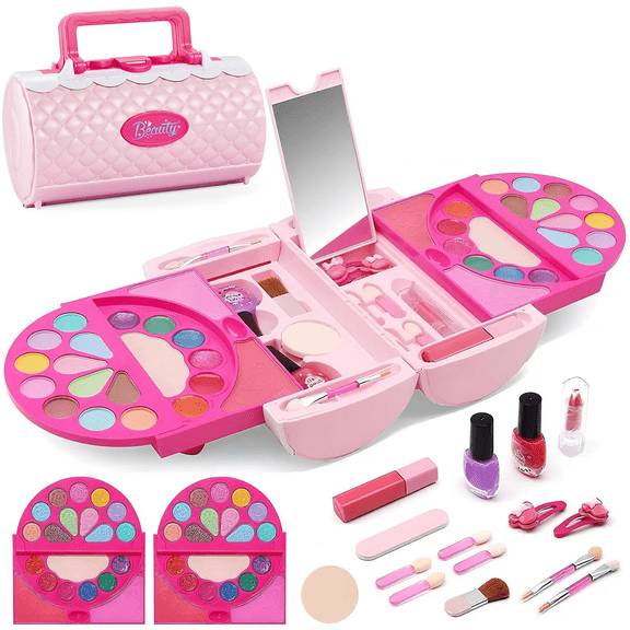 Richgv Kids Makeup Kit Girls Toys, 58 Pcs Play Makeup Toys for Girls 3-6 Year, Washable Real Makeup Set Christmas Birthday Gifts for Girls