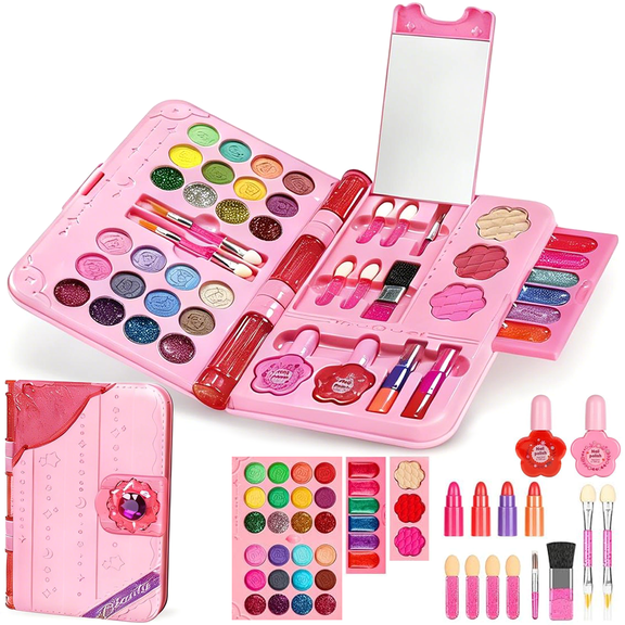 Richgv Girls Makeup Kit, 48 Pcs Play Make Up Toys for Girls 3-6 Year, Real Washable Kids Makeup Set Girls Toys Gifts for Birthday Christmas