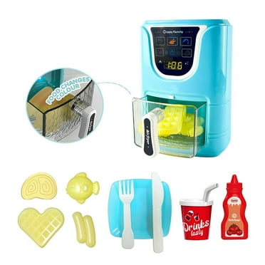 Richgv Kids Play Kitchen Air Fryer with Color Changing Play Food, Pretend Play Kitchen Cooking Accessories Toys for Kids Girls Boys Age 3-6