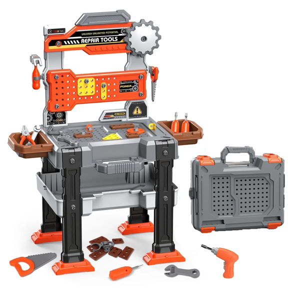Richgv Kids Tool Bench Set, 155pcs Pretend Play Workbench Tool Set with Electric Drill, STEM Construction Learning Toys for Boys 3-6 Year, Toddler Toys Tool Box Gift for Boys Girls