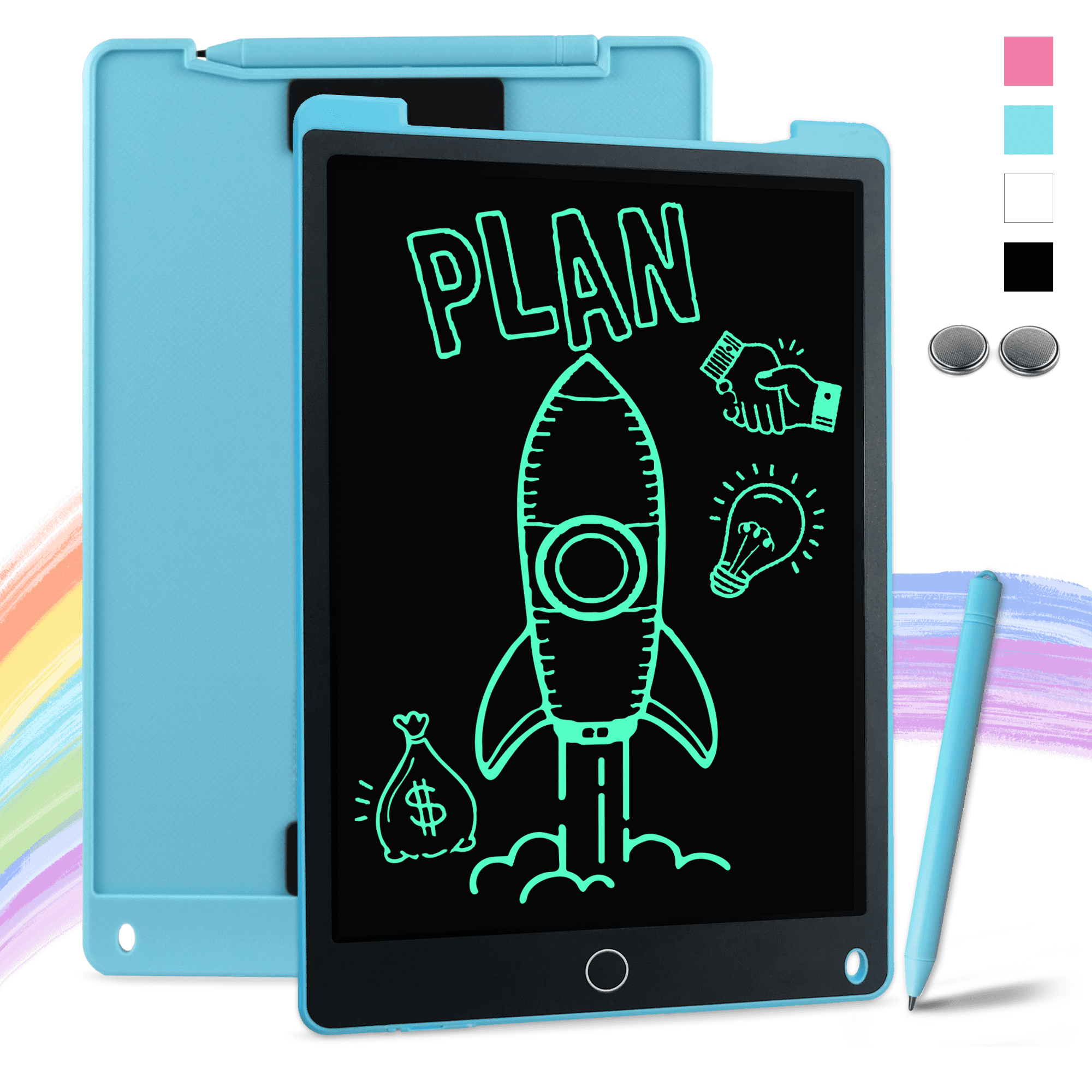 Richgv LCD Writing Tablet, 12 Inches Light Drawing Business Board Built-in  Screen Lock & Magnet for Kids and Adults Blue Doodle Board Drawing Pad