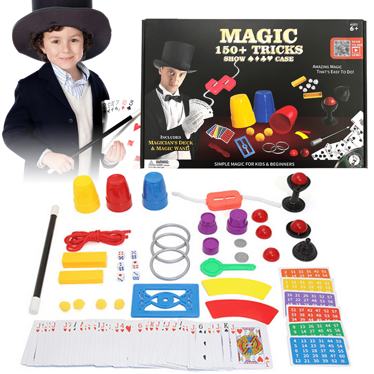 Richgv Magic Kit 150 Magic Tricks for Kids Magic Set for Beginners with Magic Wand Instructions Christmas Birthday Gift Toys for Kids Boys Girls