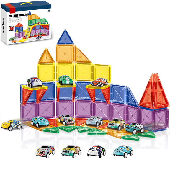 Richgv Magnetic Tiles with Cars, 78 Pcs Building Blocks Toddler Toys for Kids 3-12, STEM Educational Learning Toys for Boys Girls, School Supplies Stacking Toy