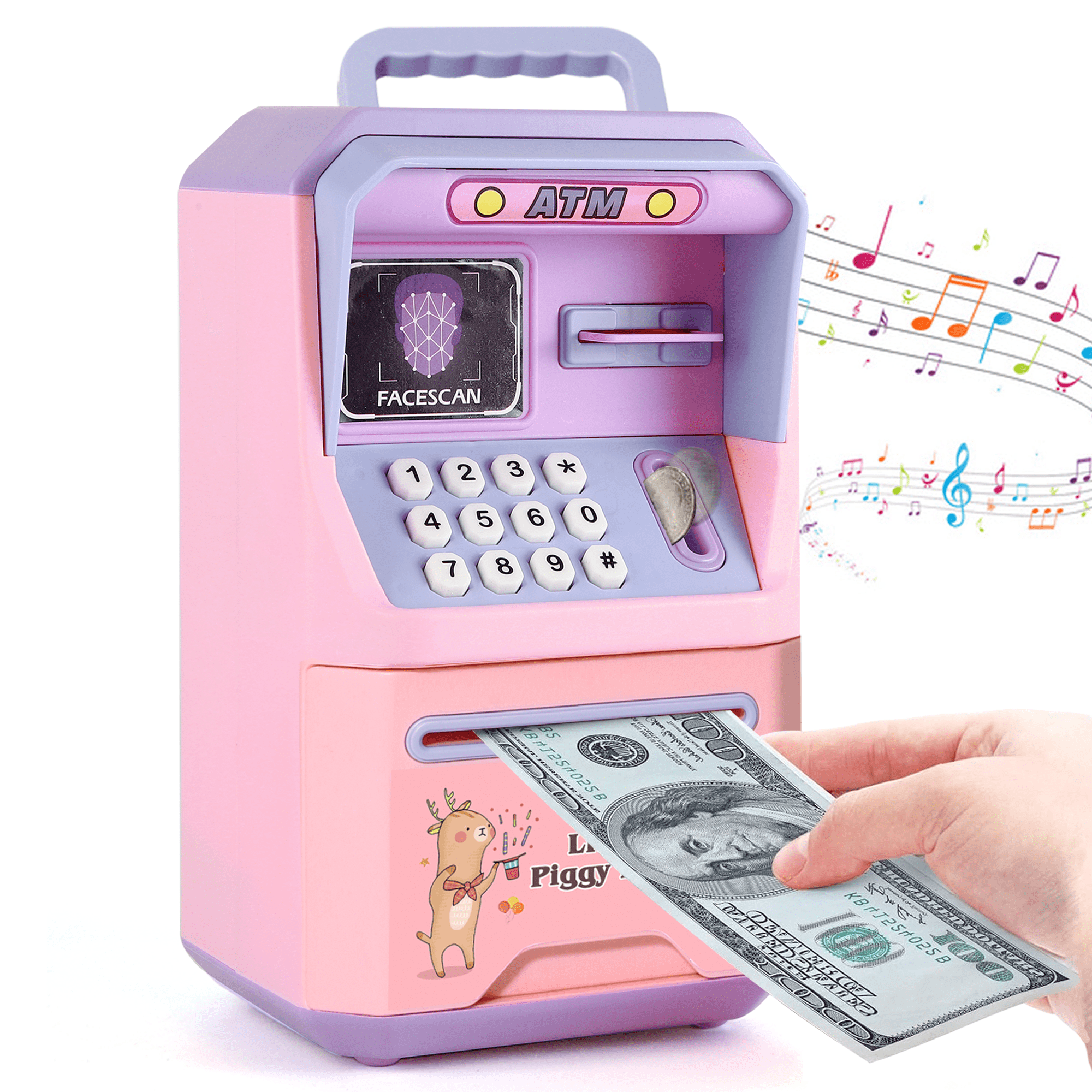 Richgv Piggy Bank for Kids ATM Savings Bank Machine Electronic Money Bank Toy for Toddlers Kids Piggy Bank Toy ATM Machine with Sounds Card Handle