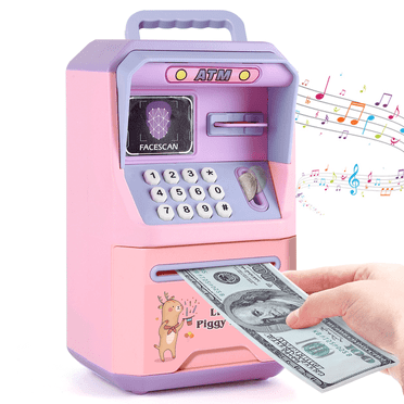 Richgv Piggy Bank for Kids, Cash Coin Can Toys for Girls 3-6 Year Old, ATM Toy Savings Bank Machine Electronic Money Bank