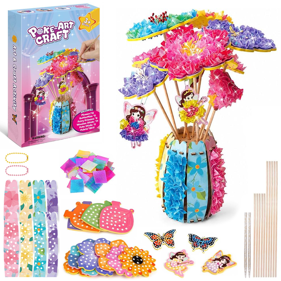 Richgv Poke in Art for Kids, Art and Craft Kit Toys for Girls 3-6 Year, DIY Party Decoration Kids Toys Birthday Gift for Girls Boys