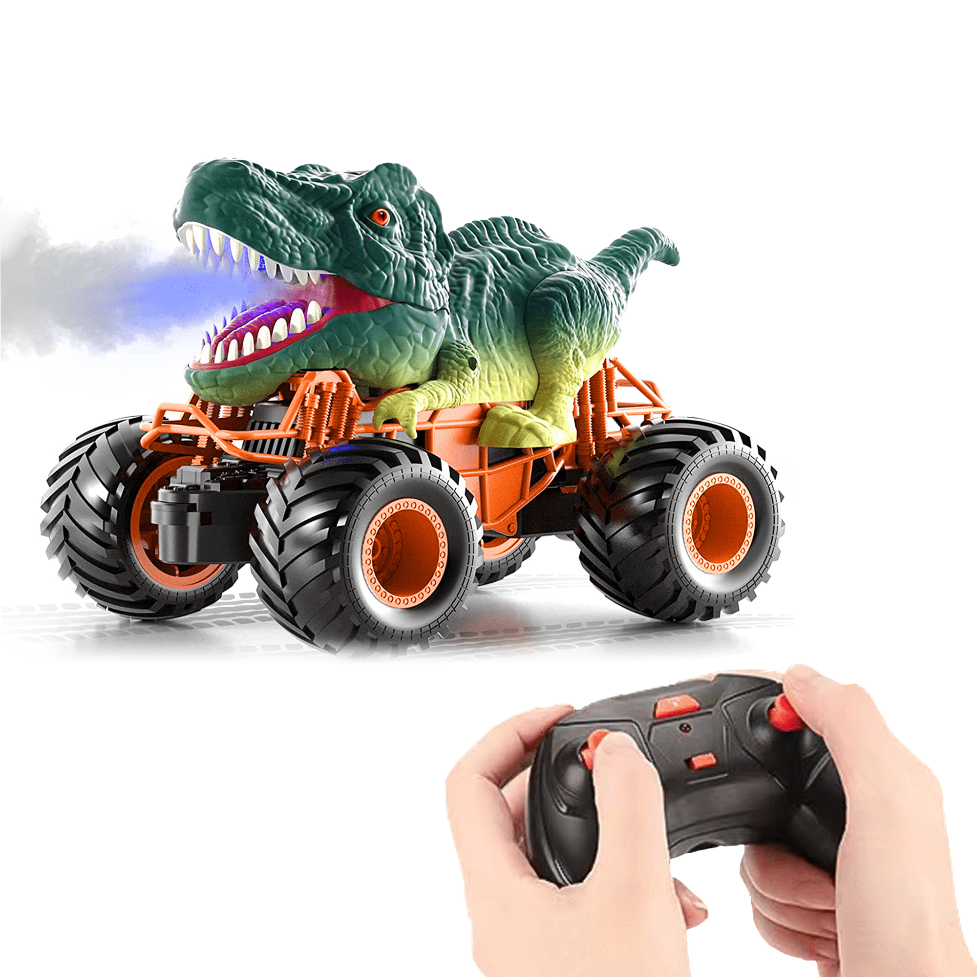 Remote control dinosaur sales on wheels