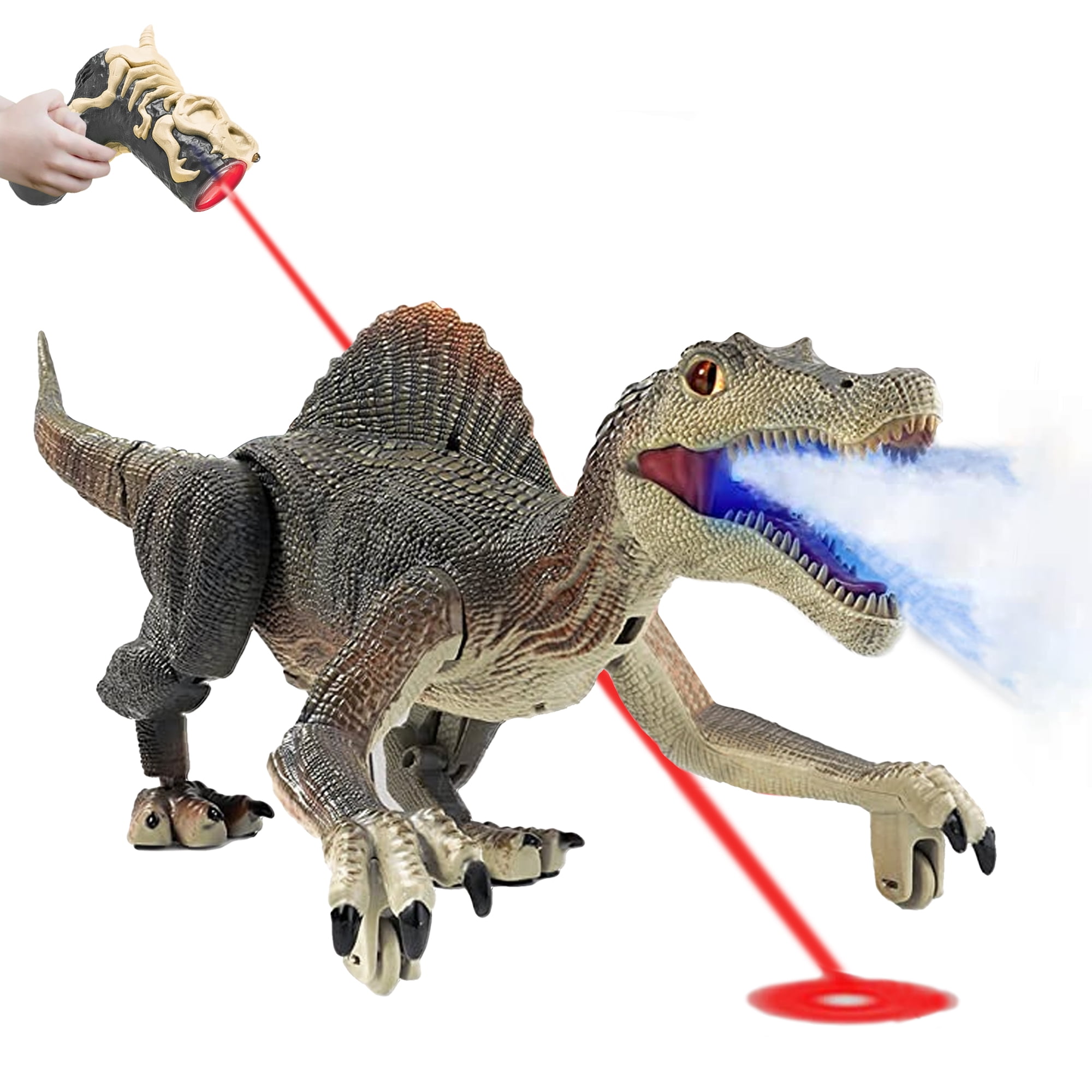 Richgv Remote Control Dinosaur Toys for Kid - Walking RC Dinosaur Toys for Boys 5-7，RC Jurassic Spinosaurus Velociraptor Toys 8-12，Robot Dinosaur Toys with Light Sounds Rechargeable