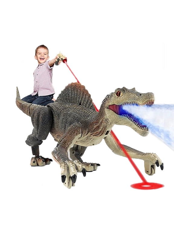 Remote Control Dinosaur Toys for Boys Kids, Electronic RC Robot Toy Walking Roaring Spray Dinosaur Gift for Birthday Christmas for Kids 3-8 Year