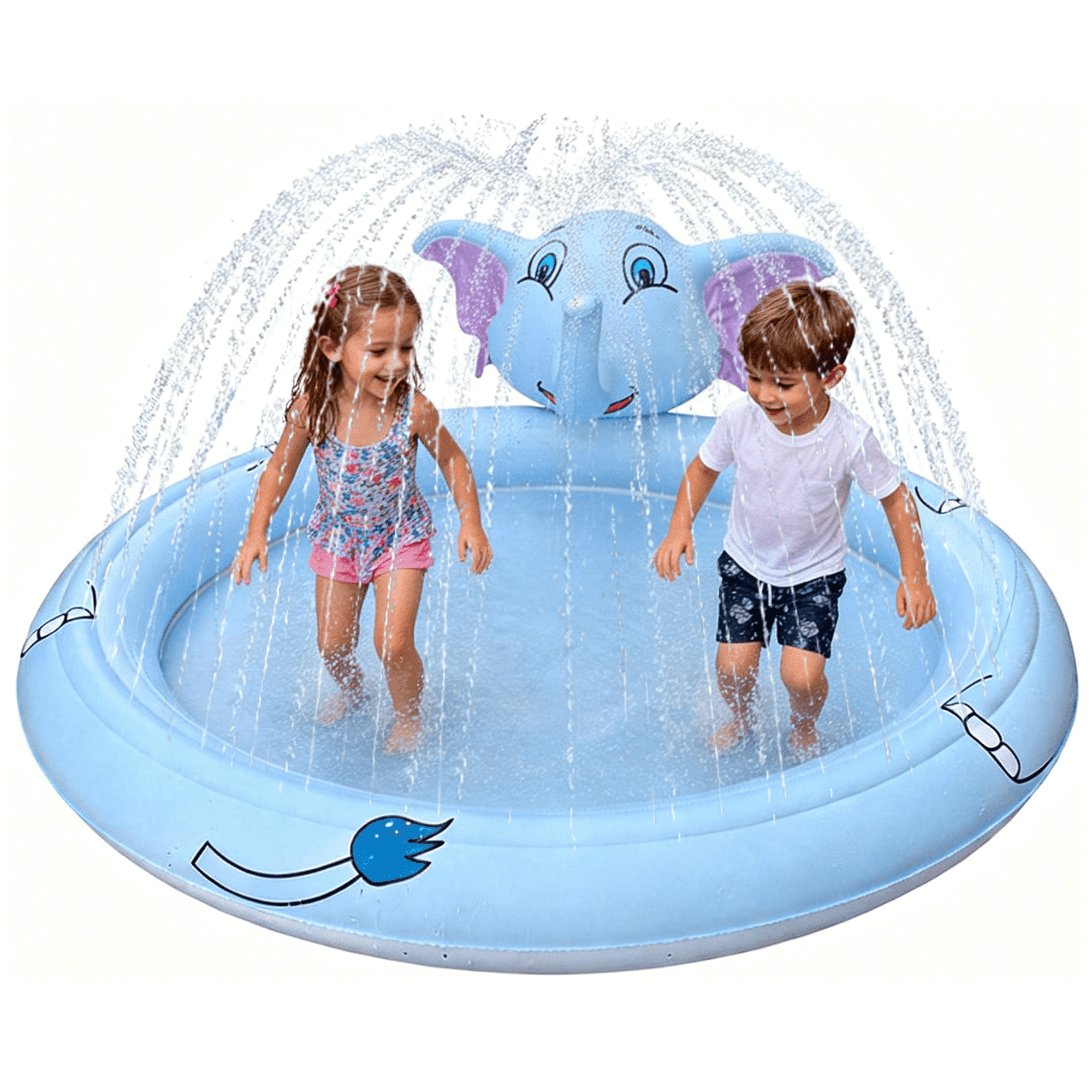 Richgv Splash Pad Sprinkler Play Mat for Kids, 65'' Inflatable Sprinkle Mat Outdoor Water Toys Pool Summer Toys for Toddlers Backyard Water Mat