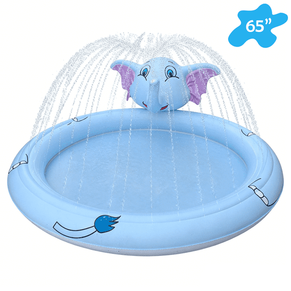 Richgv Splash Pad Sprinkler Play Mat for Kids, 65'' Inflatable Sprinkle Mat Outdoor Water Toys Pool Summer Toys for Toddlers Backyard Water Mat