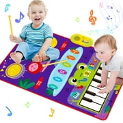 Richgv Upgraded Baby Toys for 1 Year Old Boys Girls, 2 in 1 Musical Toys Toddler Piano & Drum Mat with 2 Sticks, Learning Floor Blanket Birthday Gifts for 1 2 3 4 Year Boys Girls