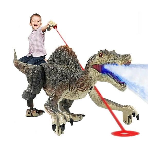 Richgv Upgraded Remote Light Control Dinosaur，Remote Control Dinosaur. Spray Control Dinosaur, Sounds，Walking RC Dinosaur, Toys for Boys 4,5,6,7,8,9 RC Jurassic Velociraptor Toys  Christmas Gifts