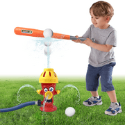 Richgv Water Spray Sprinkler Toys with Baseball Play Set, Outdoor Summer Kids Toys Attaches to Garden Hose Backyard Splashing Toys for Boys Girls 3+